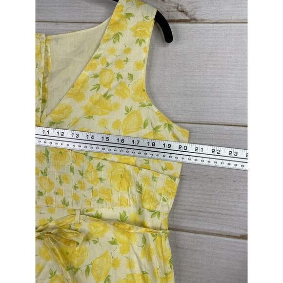 April Cornell Dress S Yellow Floral Midi Boho Country Cottage Faux Wrap NWT - Picture 5 of 10